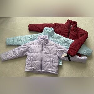 Puffer Jacket Trio - Black & Red Checked, Light Blue, Lavender NWT